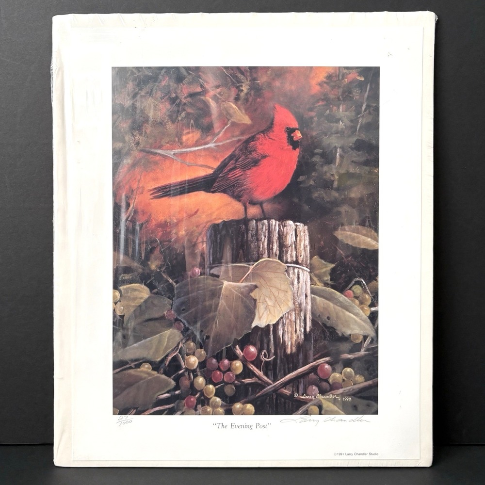 Larry Chandler Cardinal The Evening Post Birds Art Print‎ Signed Numbered 1991